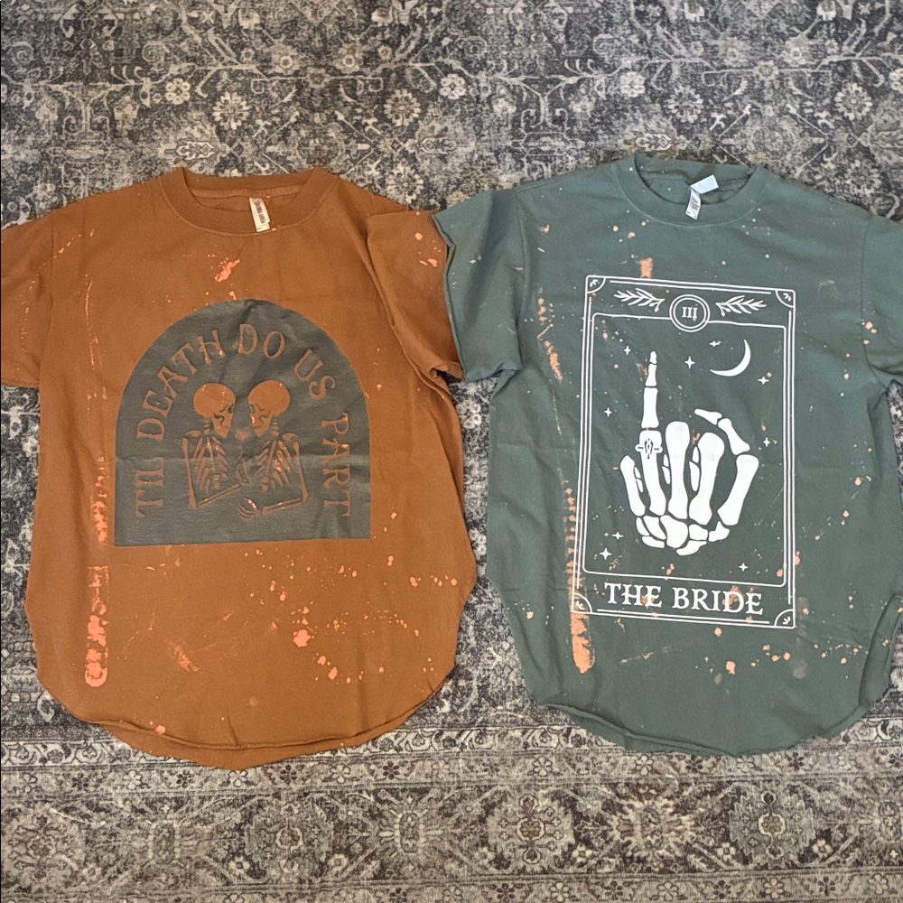 Pebby Forevee Tee Bundle - Rust Skull "Til Death Do Us Part" + Teal "The Bride"